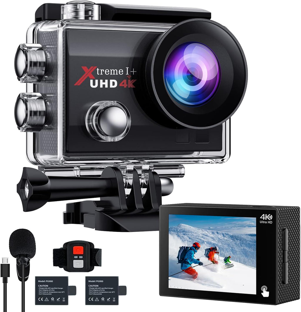 4K 20MP Action Camera with 2 Batteries and Mounting Accessories Kit A537868