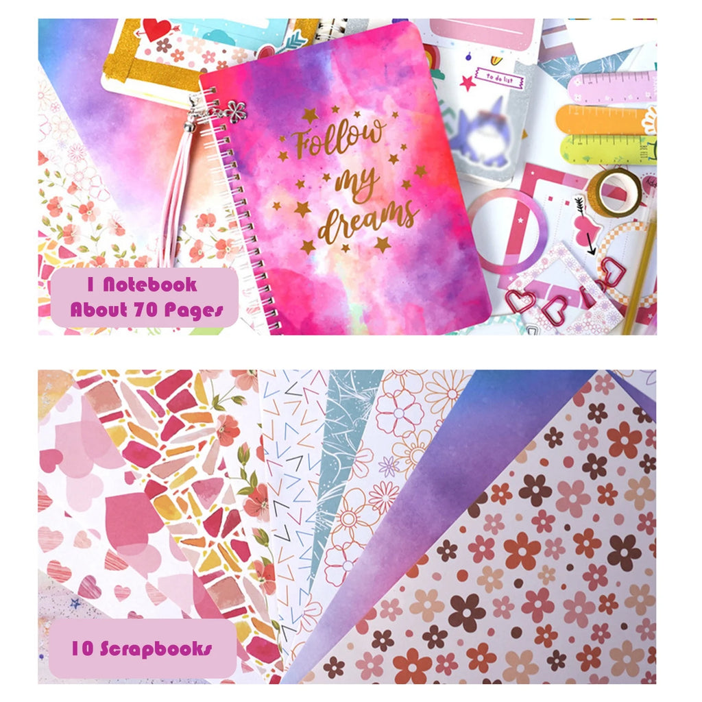 DIY Journal Kit for Girls, Journaling Arts Craft Kit, Scrapbook & Diary Supplies Set Q170275