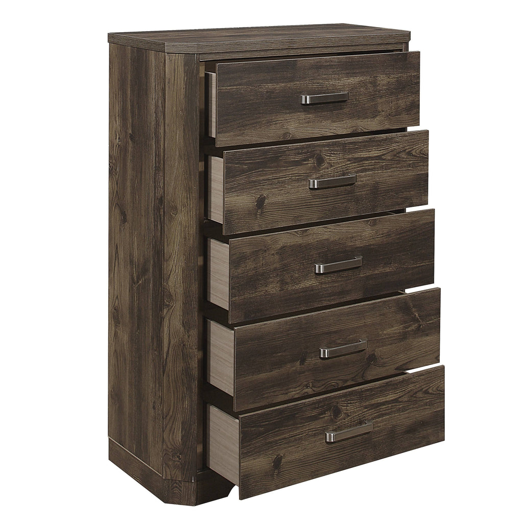 5 Drawer Wooden Chest, Brown D534374