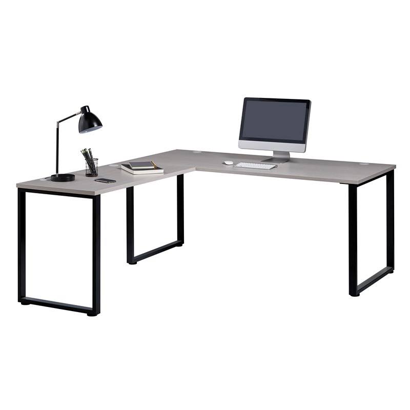Corner L Shaped Desk in Gray Elm Black P748