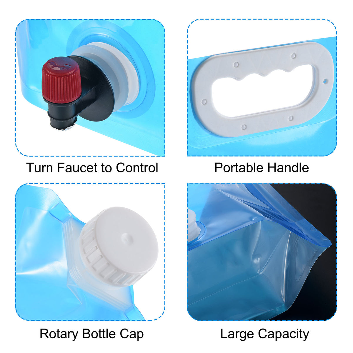 10L Collapsible Water Container Bag with Spigot, 3 Pack Blue O696844