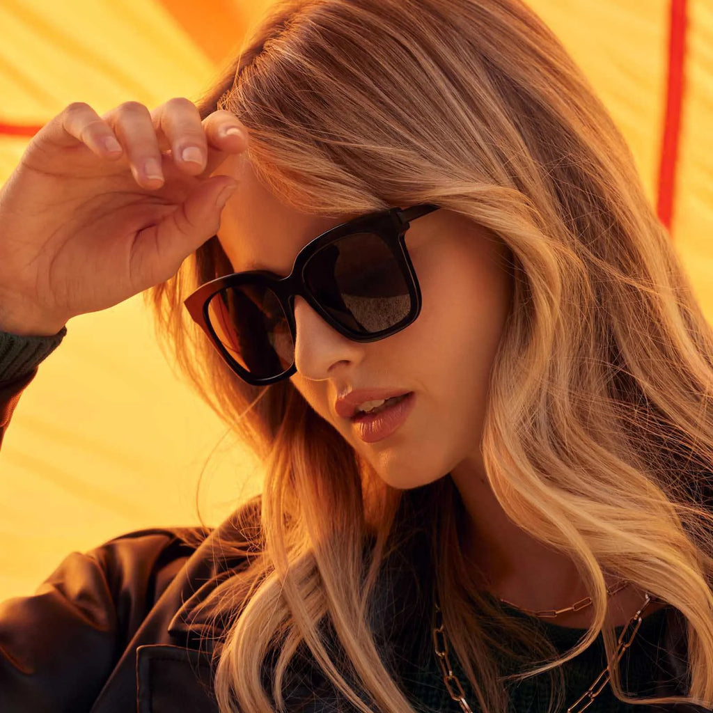 Oversized Polarized Sunglasses Black Grey V10613