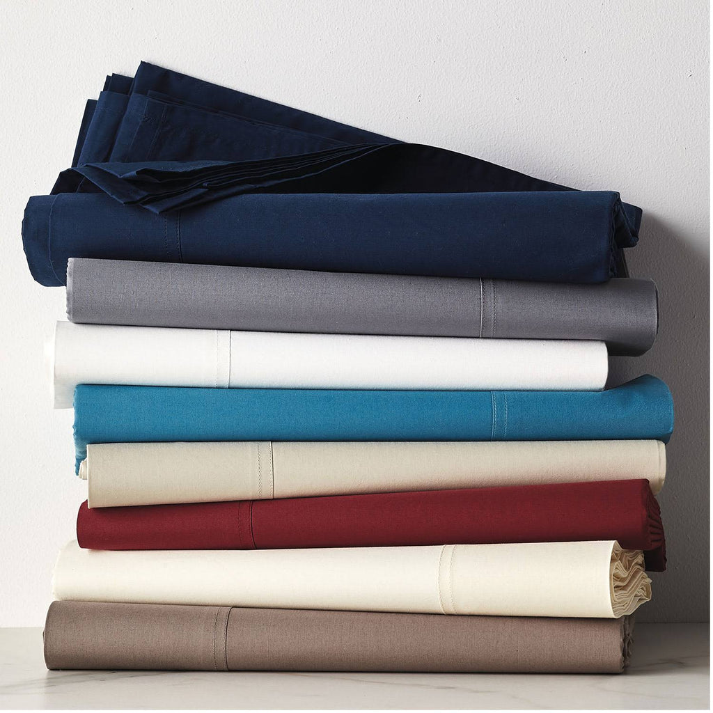 Ivory Queen Size Supima Cotton Percale Flat Sheet S684658
