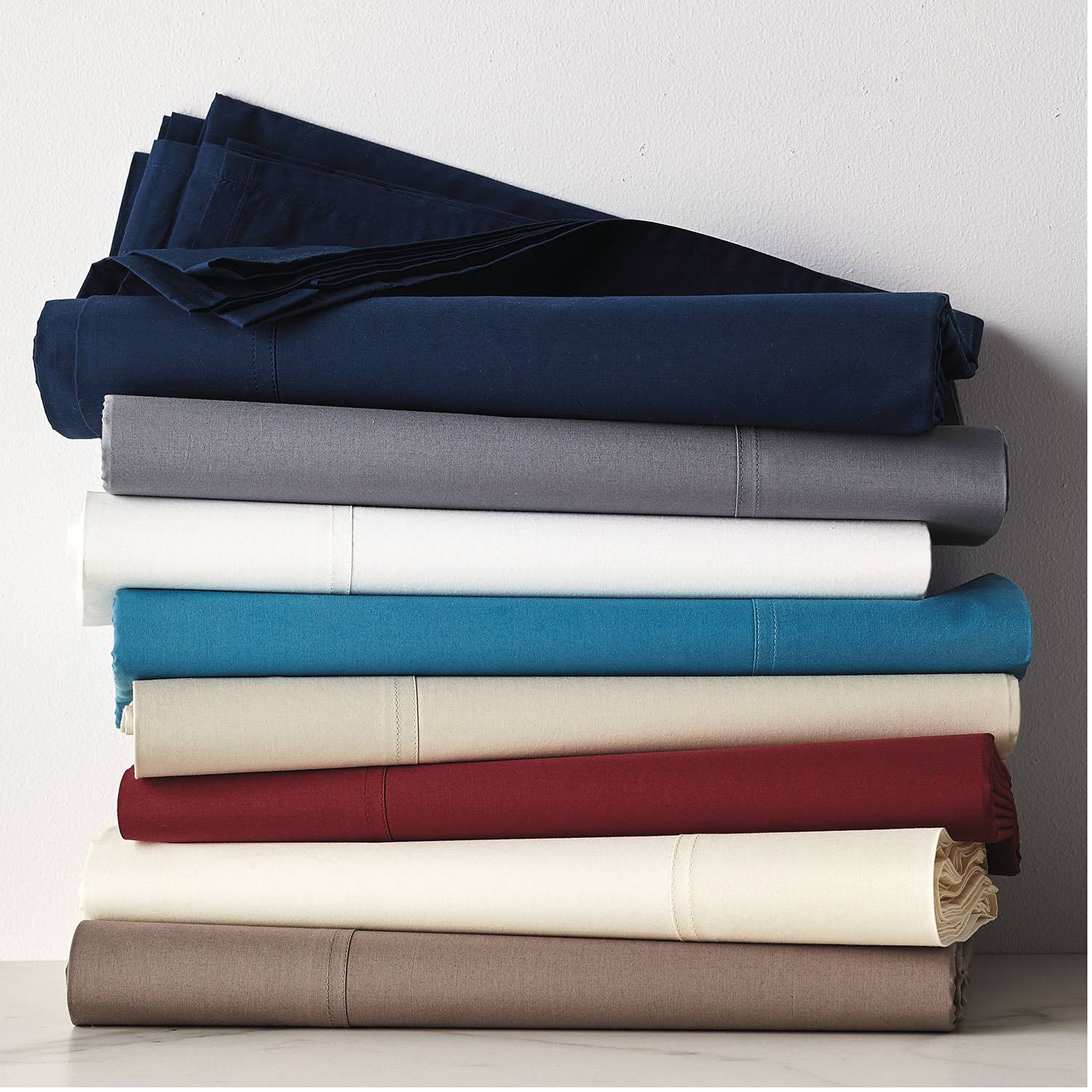 Ivory Queen Size Supima Cotton Percale Flat Sheet S684658