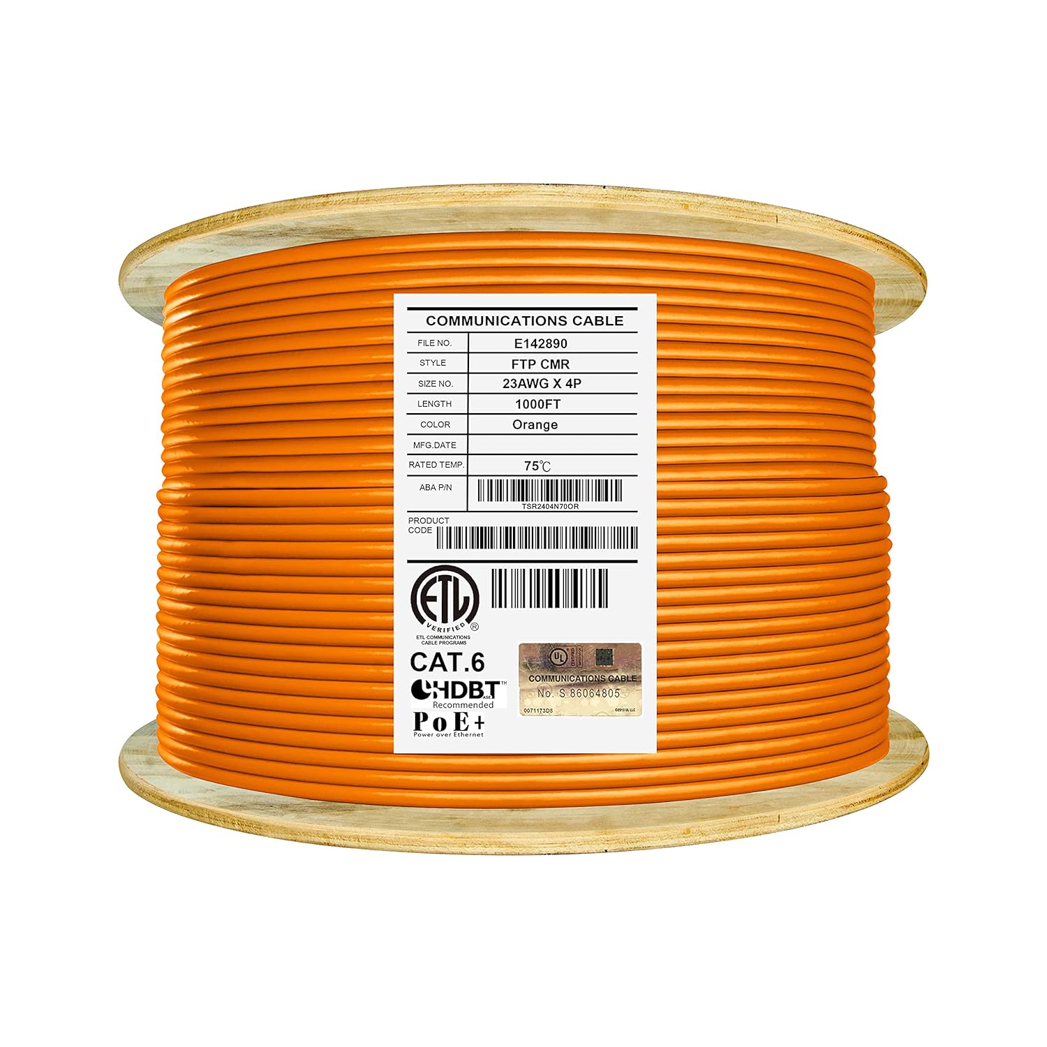 1000ft F/UTP 23AWG Solid Bare Copper Bulk Ethernet Cable Reel F143441