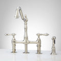 Polished Nickel Bridge Kitchen Faucet with Brass Sprayer G4376