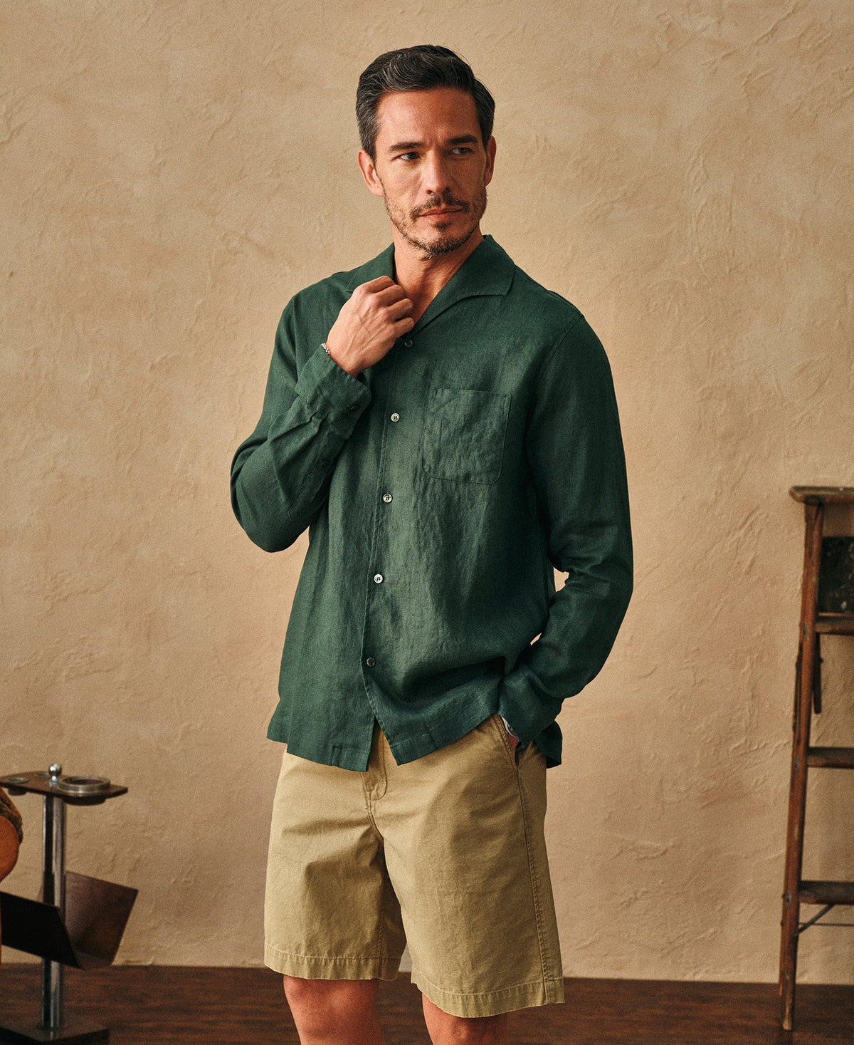 1950s Italian Collar Linen Shirt